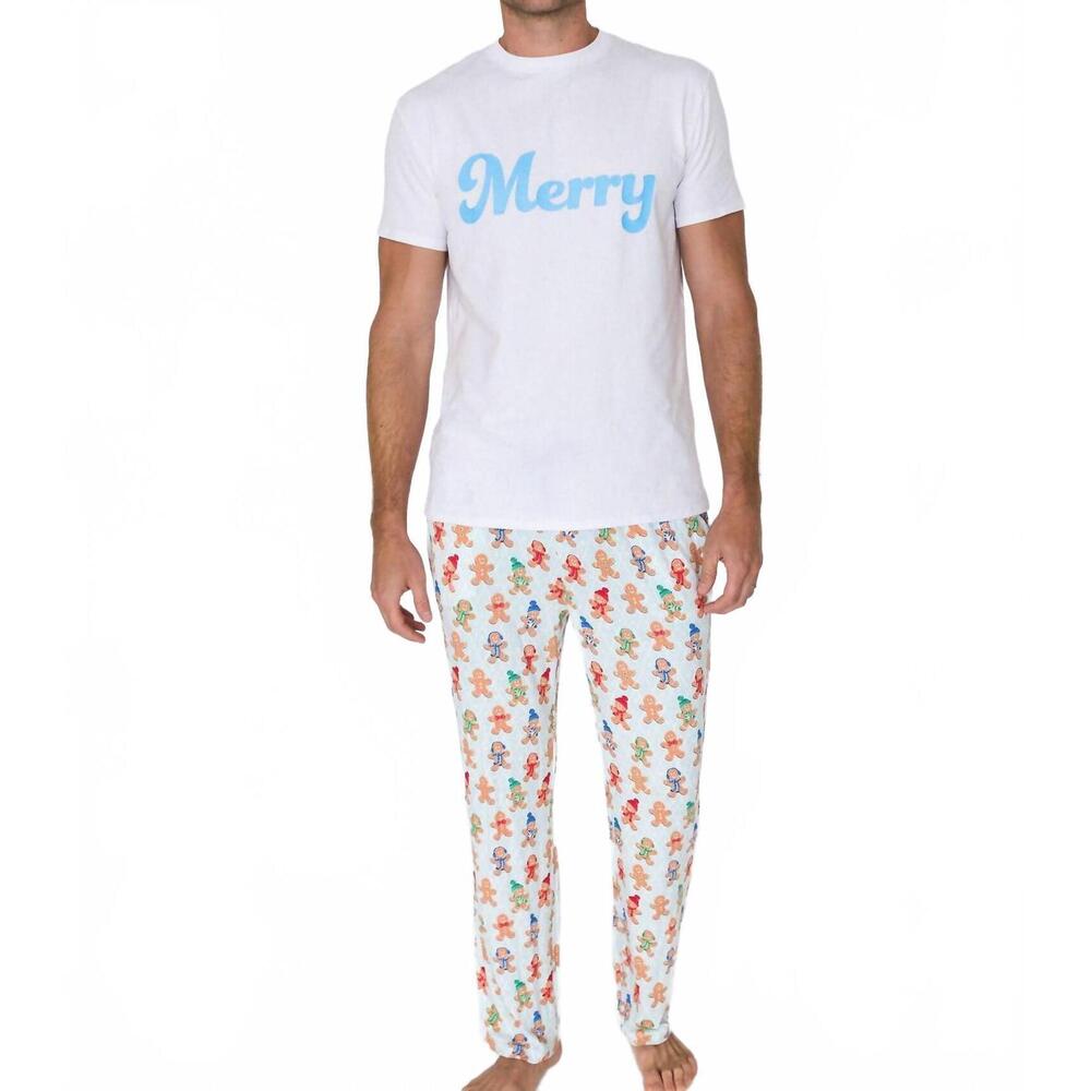 NEW RUFFLEBUTTS unisex - bamboo gingerbread buddies pajama pants in blue multi